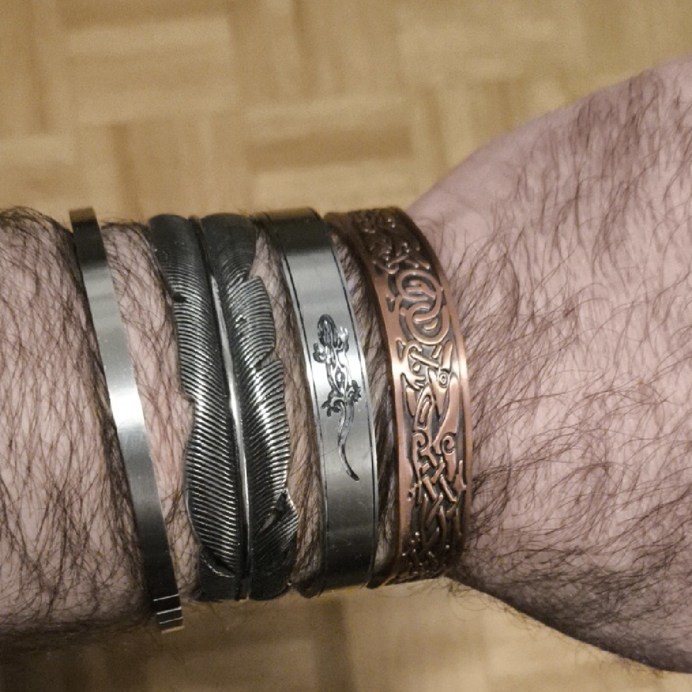 Viking Silver and Copper Tone Bracelet Set Of 5